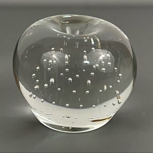 Hand Blown Glass Apple Clear Paperweight
